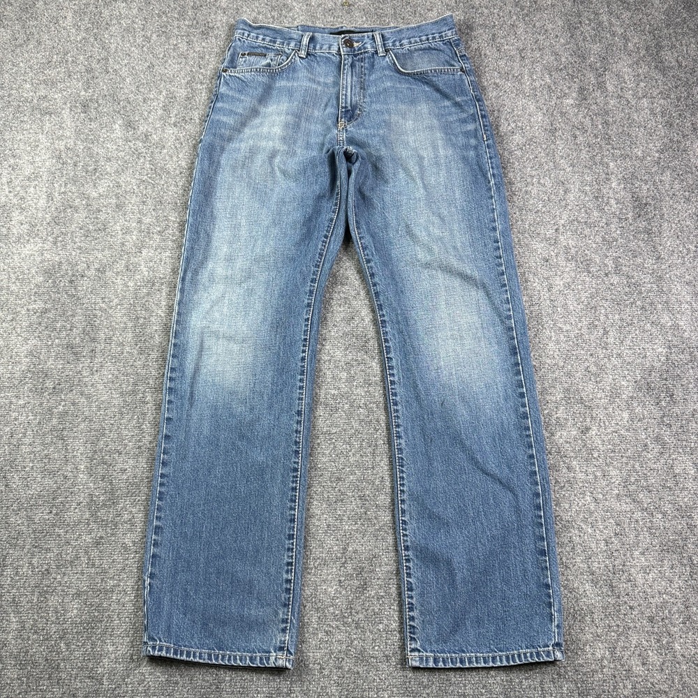 Calvin Klein Mens Relaxed Fit Jeans Size 32 Straight Leg Blue Easy Fit Cotton
